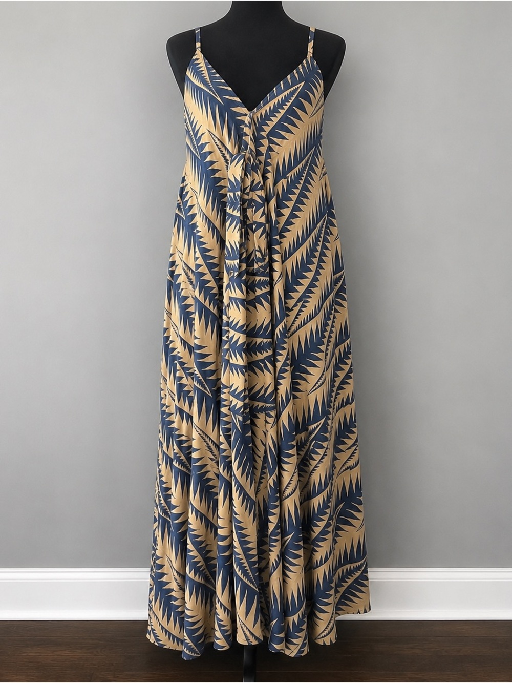 Ananta Blue Palm-Print Maxi Dress